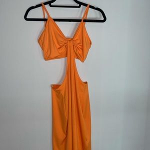 Bright Orange Midi Dress